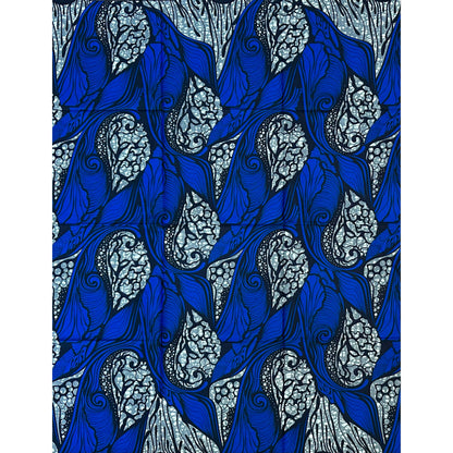 African Print Fabric/ Ankara - Gray, Blue 'What Came Before Us,’ 1 YARD