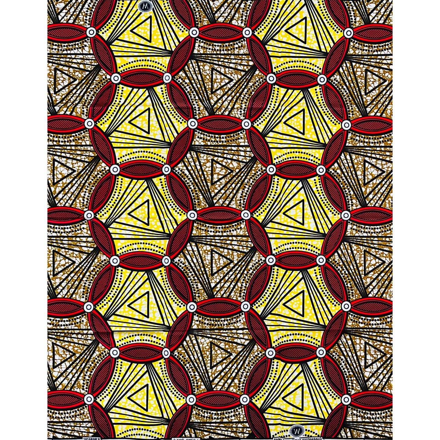 African Print Fabric/ Ankara - Red, Yellow, Brown ‘Royal Kraal,’ 1 YARD