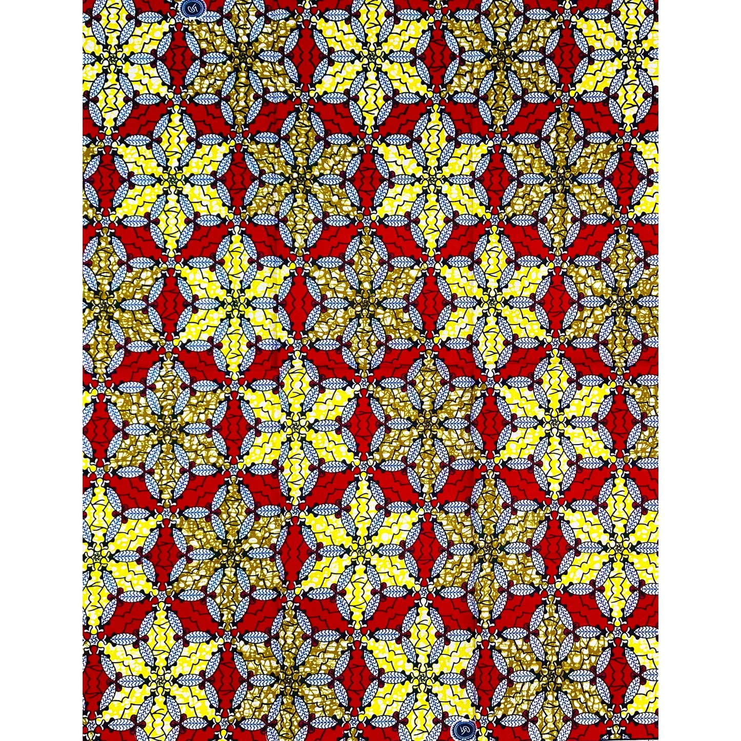 African Print Fabric/ Ankara - Red, Yellow, Brown 'In Honor' Design