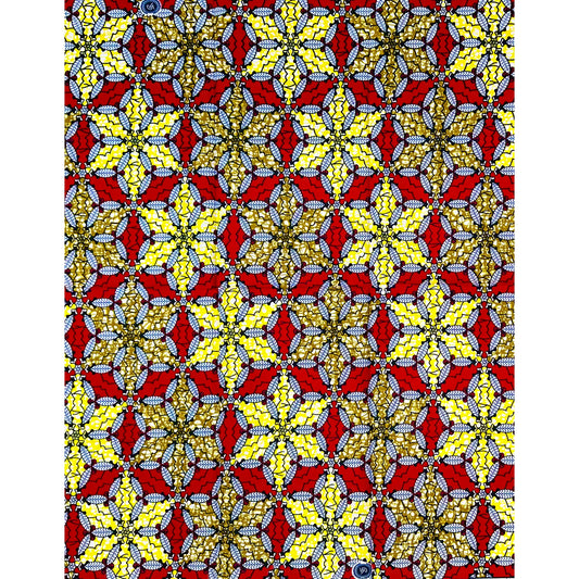 African Print Fabric/ Ankara - Red, Yellow, Brown 'In Honor' Design