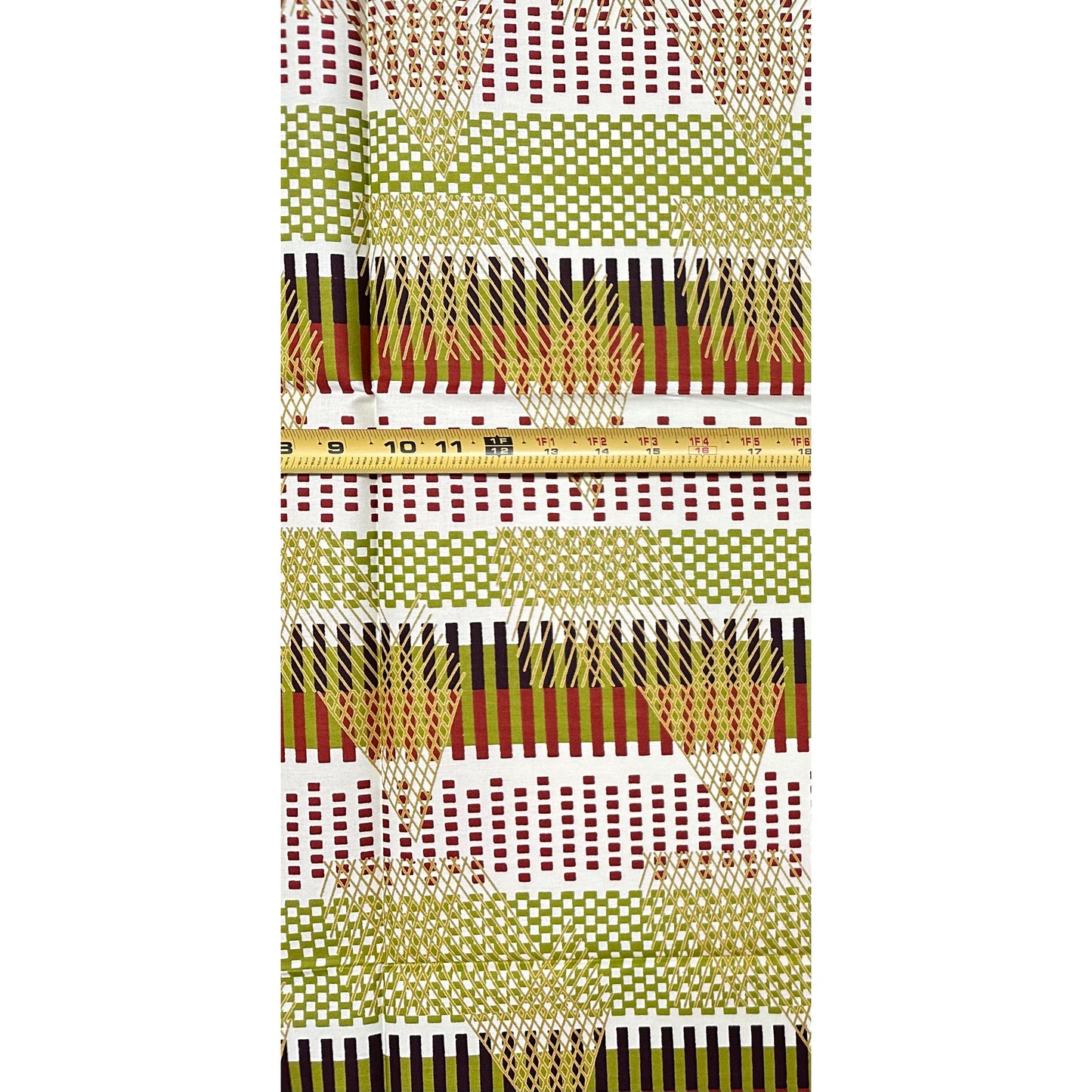 African Print Fabric/ Ankara - Cream, Green, Brown ‘Nobody Came Empty-Handed' Design, YARD