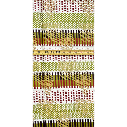 African Print Fabric/ Ankara - Cream, Green, Brown ‘Nobody Came Empty-Handed' Design, YARD