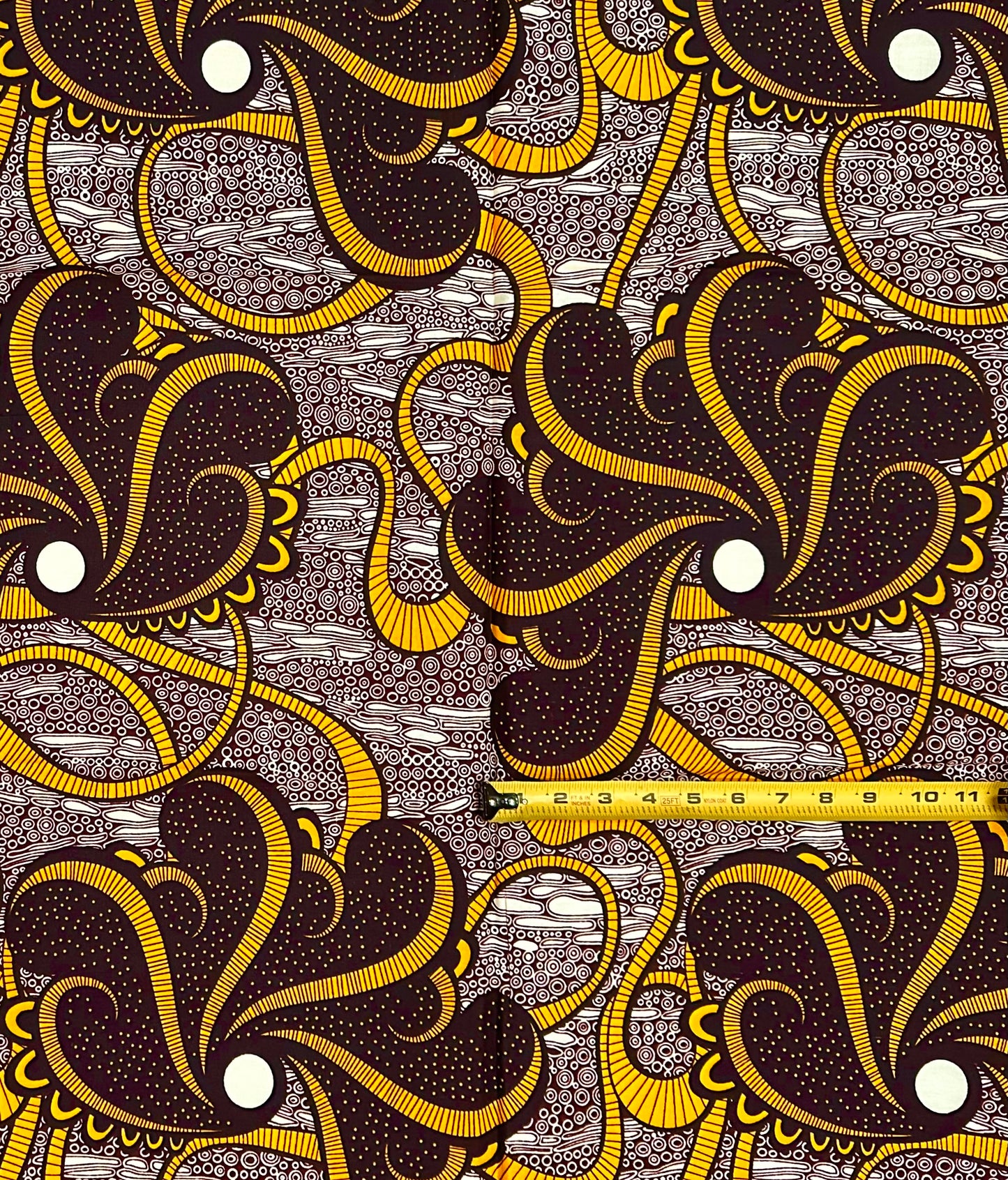 African Print Fabric/ Ankara - Brown, Marigold ‘Kairo Flow' Design, 1 YARD