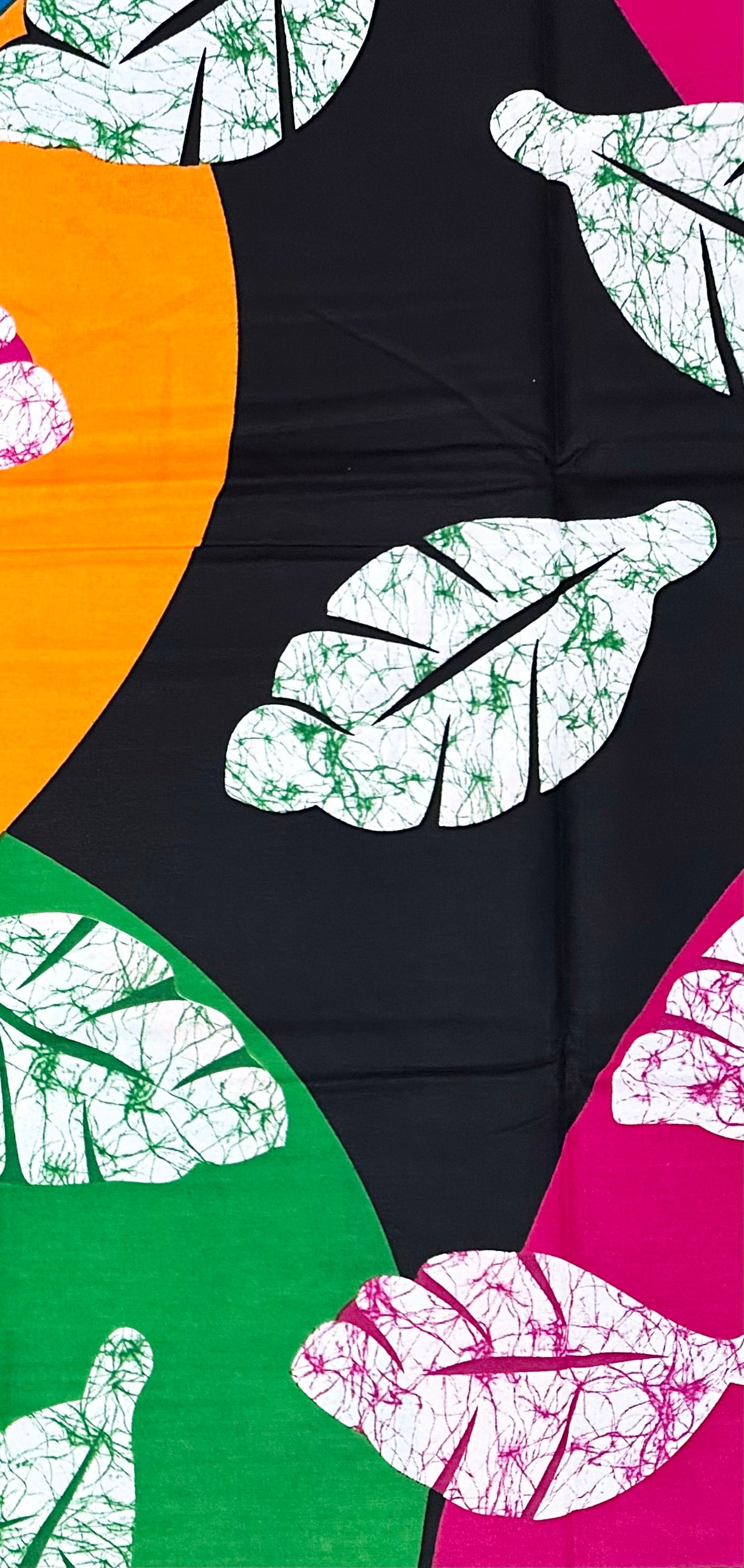 African Print Fabric/ Ankara - Pink, Orange, Green, Black, Blue 'Ewé of the Land' Design, YARD or WHOLESALE