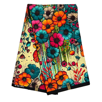 African Print Fabric/ Ankara - Multicolored 'Garden of Many Suns' Design, Yard or Wholesale