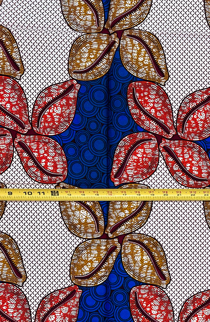 African Print Fabric/ Ankara - Blue, Orange, Brown 'The Healing Process', 1 YARD