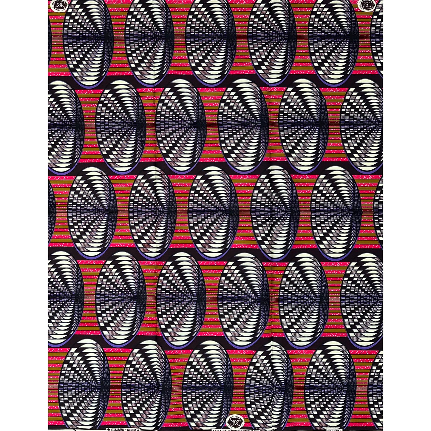 African Print Fabric/Ankara - Purple, Pink, Brown, Cream “Vision Weaver" Design, 1 Yard