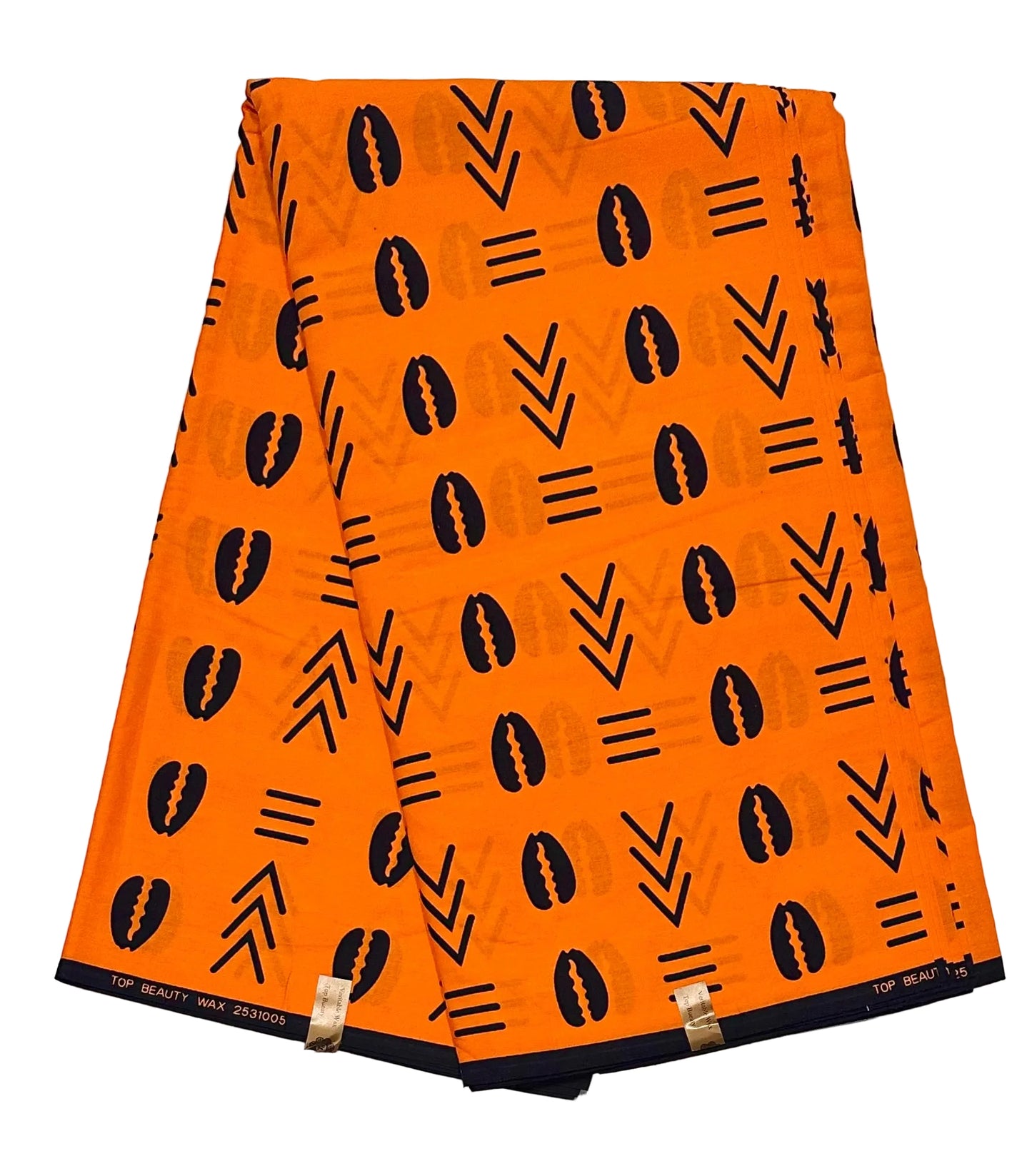 African Print Fabric/ Ankara - Orange, Black 'Ancestral Ties', Per Yard or Wholesale