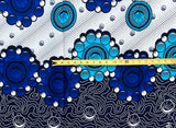 African Print Fabric/ Ankara - Shades of Blue, White 'Sawa Dreams,’ YARD