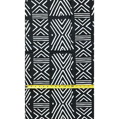 African Print Fabric/ Ankara - Black, White 'Direction Is Not Noise' Design, YARD or WHOLESALE