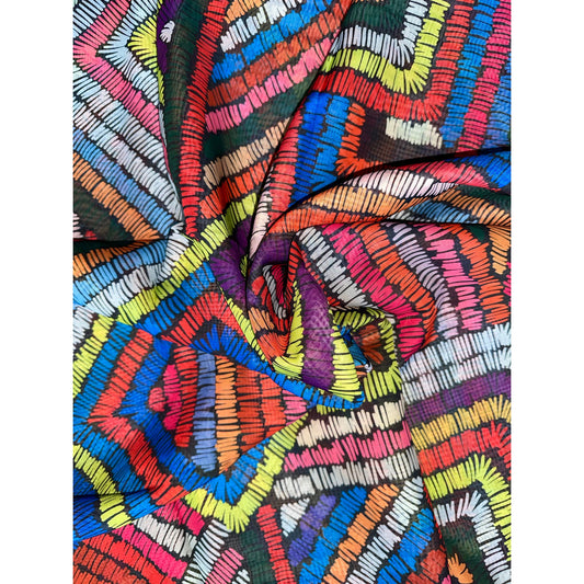 African Print, Chiffon Fabric - Rainbow "Kissi", ~2 Yards