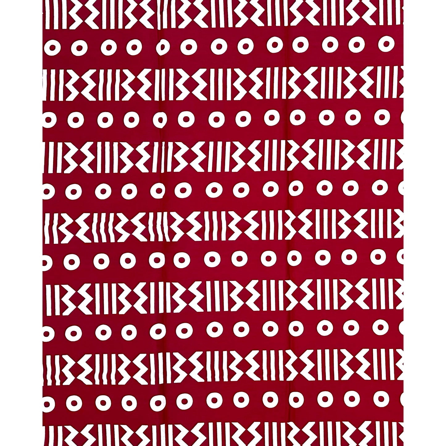 African Print Fabric/ Ankara - Dark Red, White 'Soro Soke' Design, YARD or WHOLESALE
