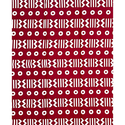 African Print Fabric/ Ankara - Dark Red, White 'Soro Soke' Design, YARD or WHOLESALE