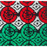 African Print Fabric/ Ankara - Red, Green, Black 'Riziki, Riziki' Design, YARD or WHOLESALE