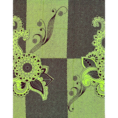 African Print Fabric/ Ankara - Green, Brown 'Play The Long Game,' 1 YARD