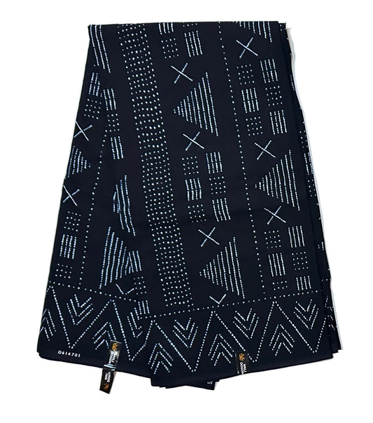 African Print Fabric/ Ankara - Black, Indigo “Dogon Sparkle', Yard or Wholesale