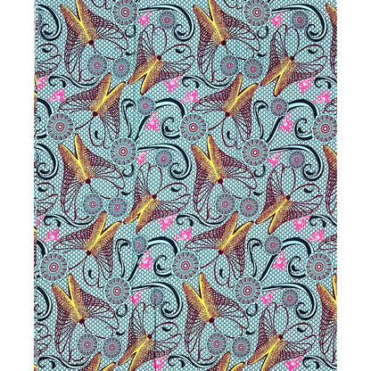 African Print Fabric/ Ankara - Green, Yellow, Pink 'Yewa’s Whisper' Design, YARD or WHOLESALE