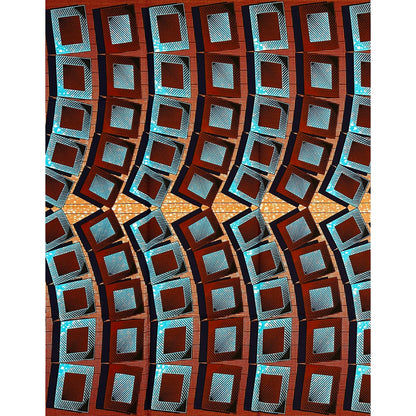 African Print Fabric/ Ankara - Blue, Brown ‘Heritage Block', ~1 YARD