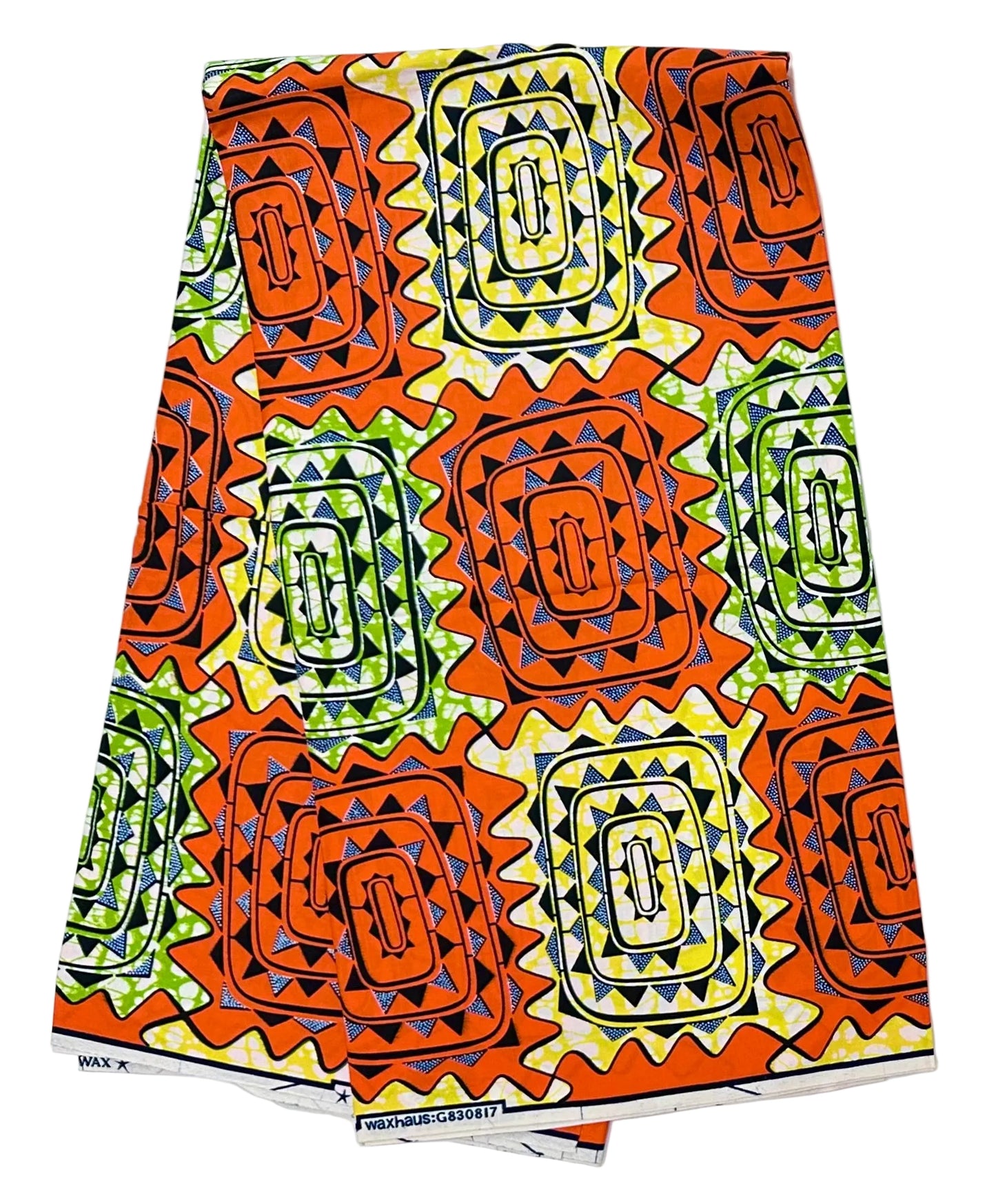 African Print Fabric/ Ankara - Orange, Yellow, Green 'Gold of Timbuktu', YARD or WHOLESALE