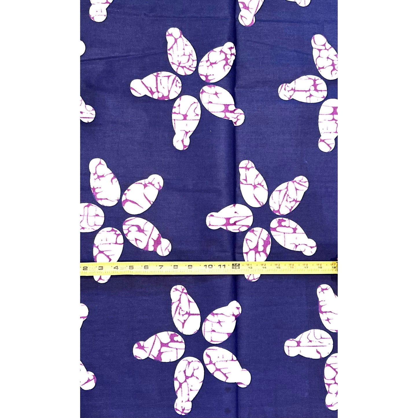 African Print Fabric/ Ankara - Blue, Purple, White 'Strength Grows in Silence', YARD or WHOLESALE