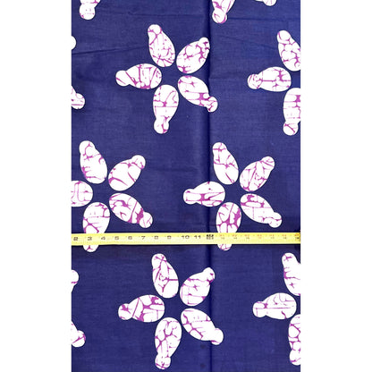 African Print Fabric/ Ankara - Blue, Purple, White 'Strength Grows in Silence', YARD or WHOLESALE