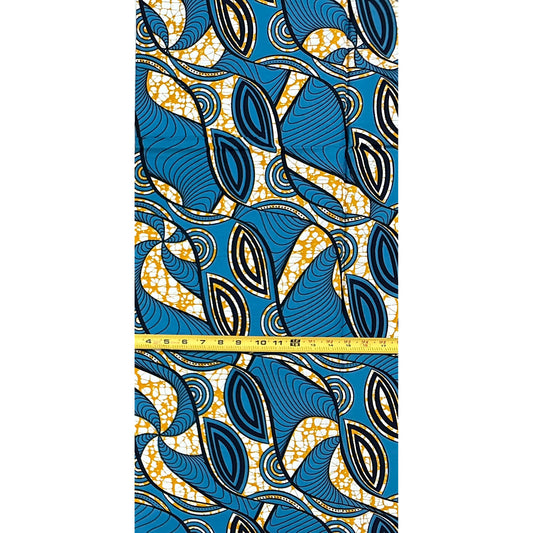 African Print Fabric/ Ankara - Blue, Brown, Navy 'Blue Passport Energy', YARD or WHOLESALE