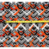 African Print Fabric/ Ankara - Black, Orange, White 'Labadi Chevron', YARD or WHOLESALE