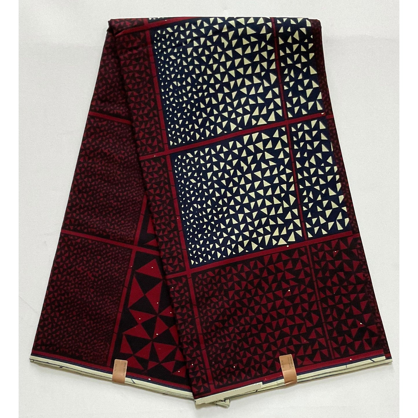 African Print Fabric/ Ankara - Dark Red, Navy, Beige 'Toke Passage' Design, YARD or WHOLESALE