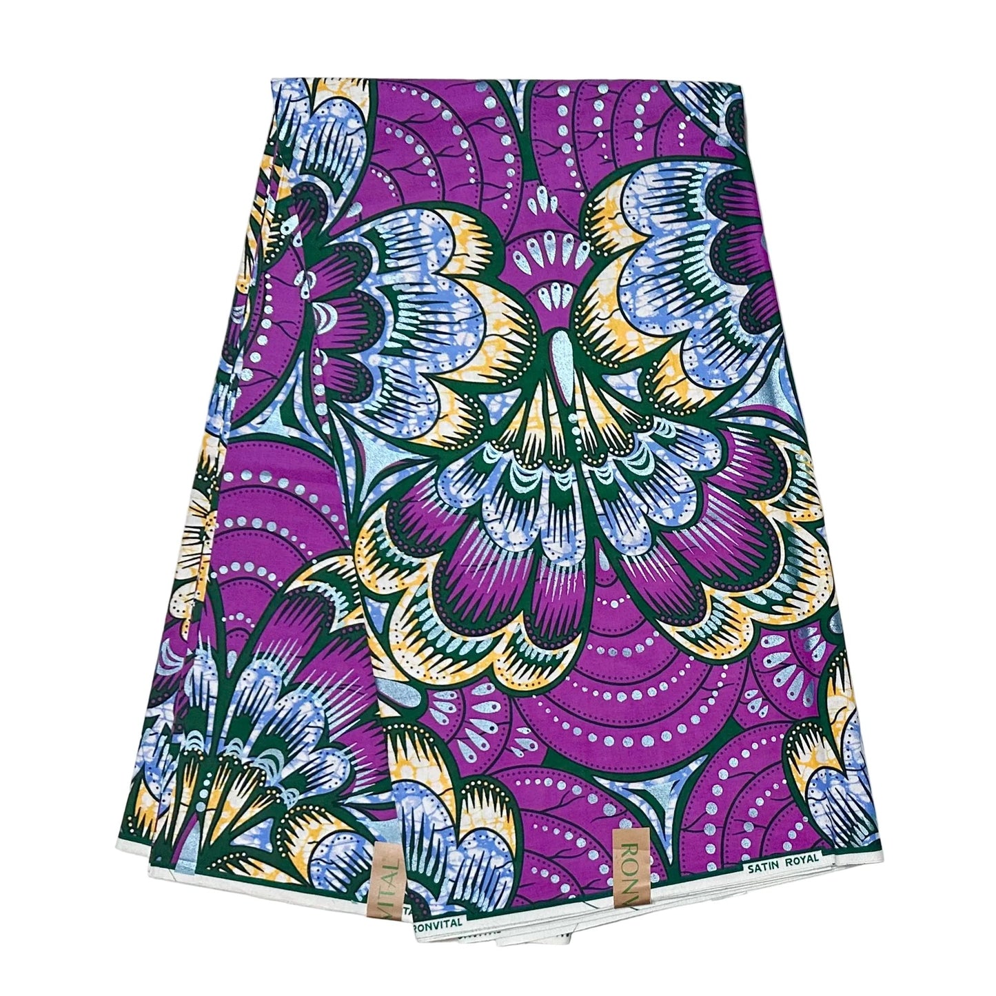 African Print Fabric/ Ankara - Purple, Blue, Green, Yellow, Shimmering Blue 'Festival of Amethyst Blossoms’ YARD or WHOLESALE