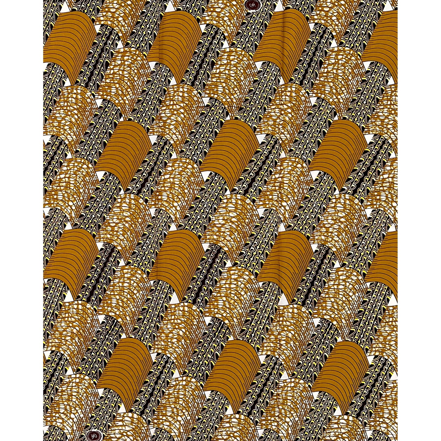 African Print Fabric/Ankara - Brown, Yellow "Abundance" Design, Per Yard