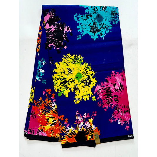 African Print Fabric/ Ankara - Blue, Teal, Yellow, Pink, Orange 'Sapphire Spectra' Design, YARD or WHOLESALE