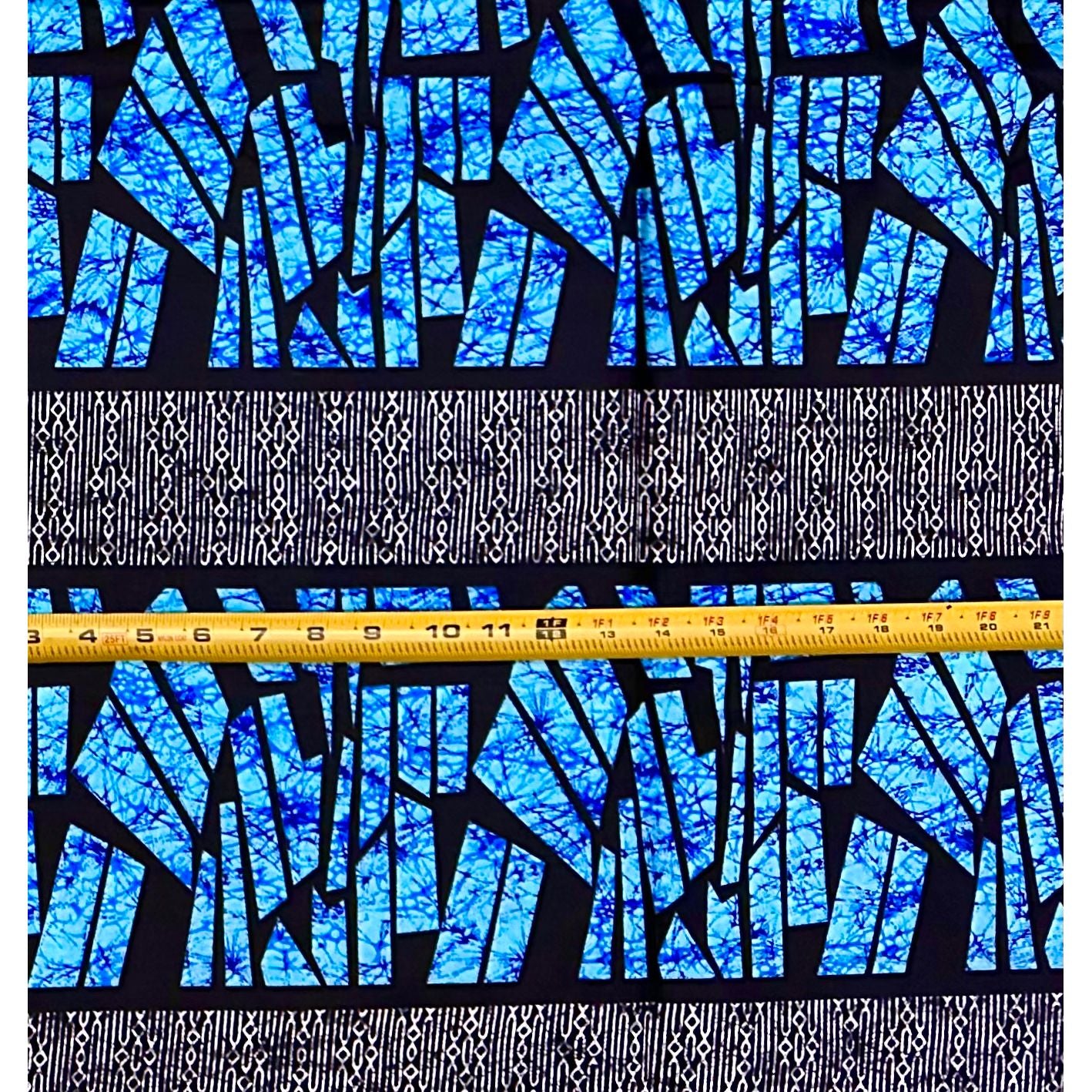 African Print Fabric/ Ankara - Blue, Black 'Eku Prism', Per Yard or Wholesale