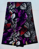 African Print Fabric/ Ankara - Purple, Red, Black, White 'Meka', YARD OR WHOLESALE