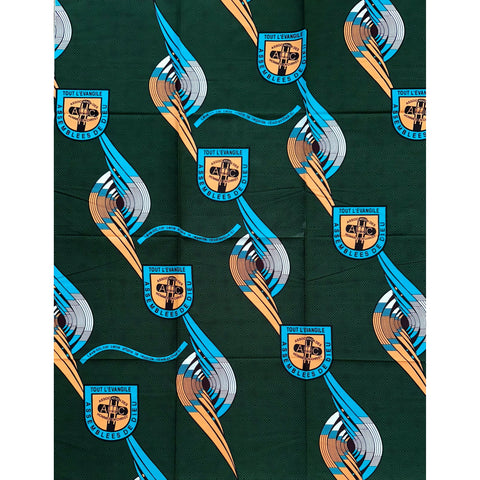 African Print Fabric/Ankara - Green, Blue, Pink "Lève-toi" Design, Yard