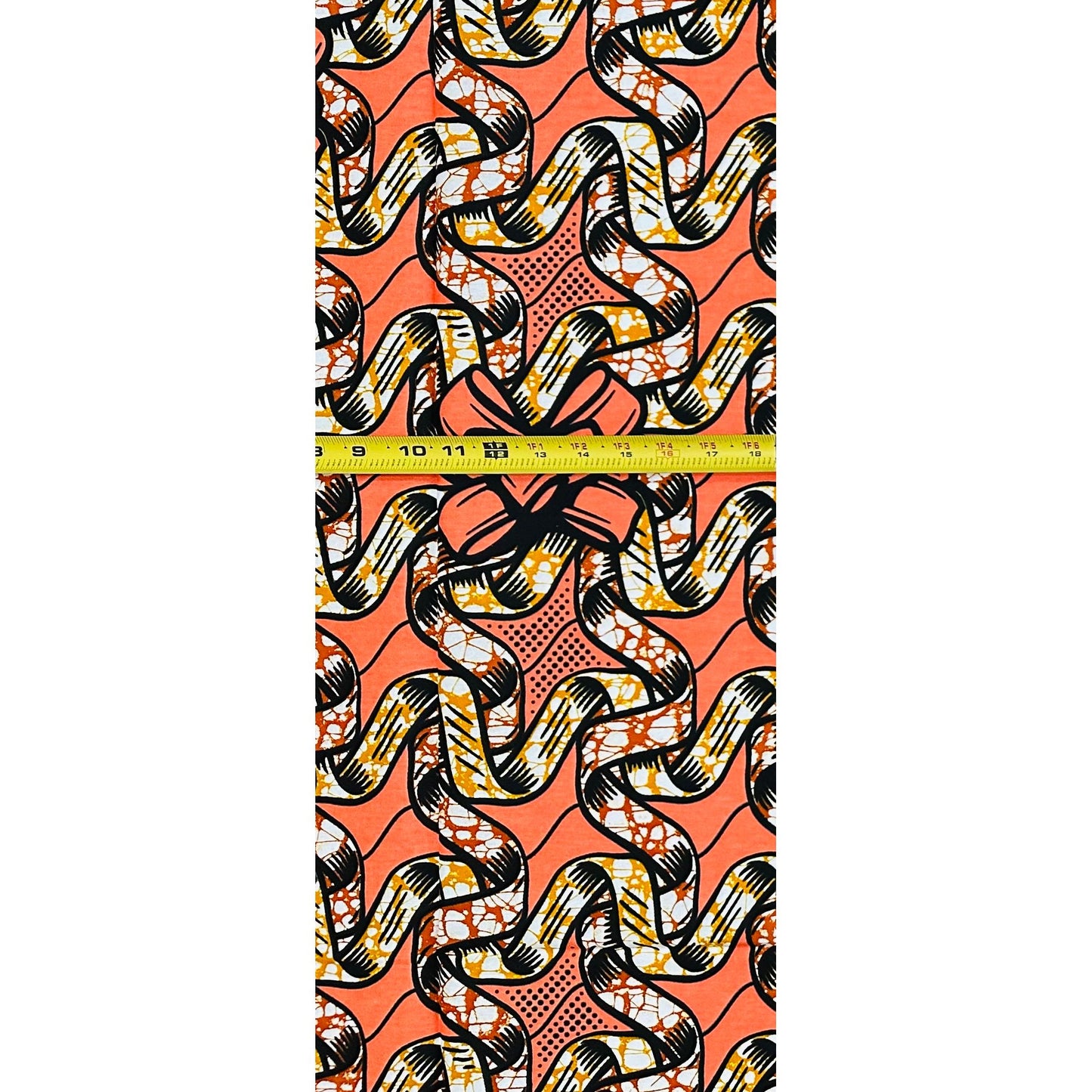 African Print Fabric/ Ankara - Coral, Brown "The Present Is A Gift", 1 YARD