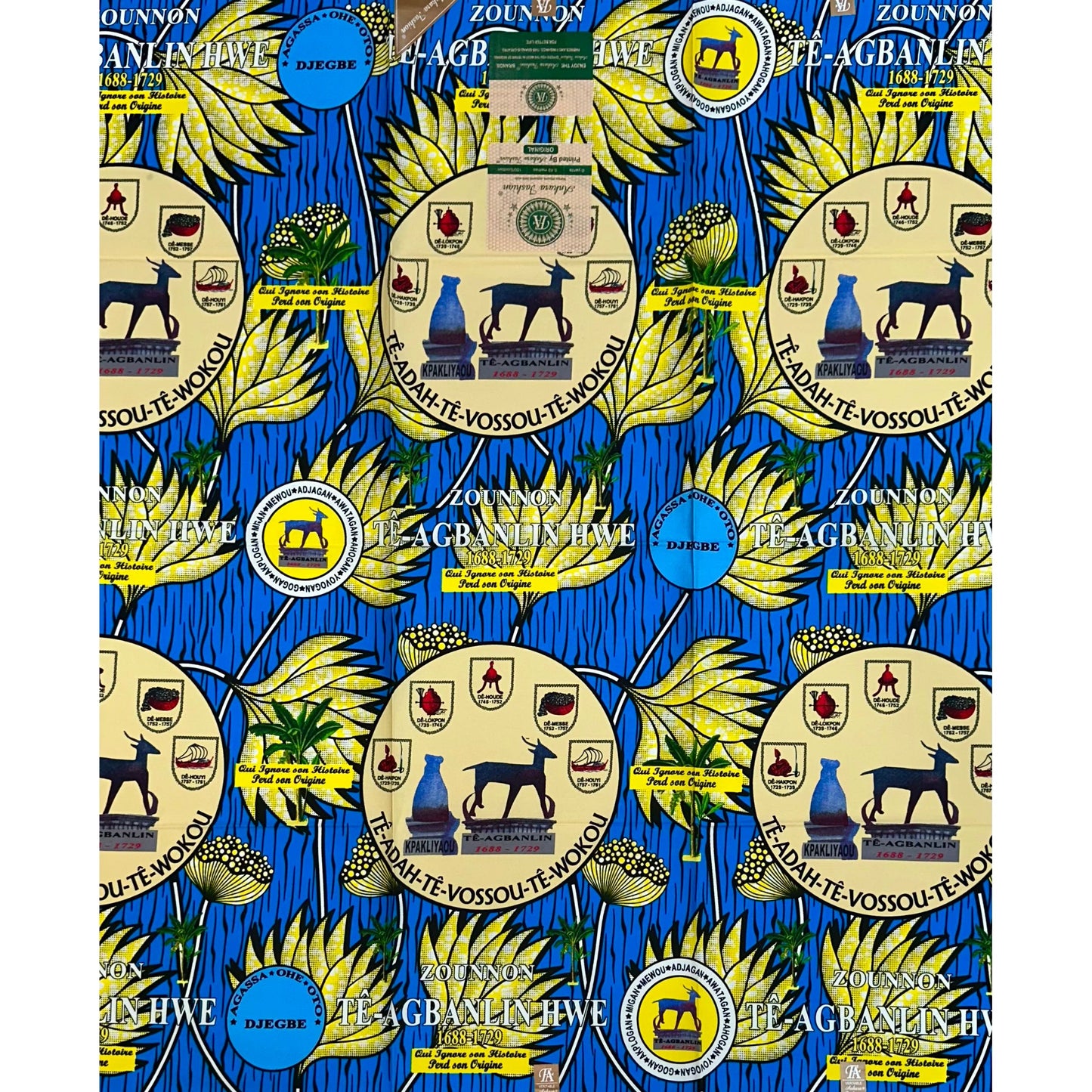 African Print Fabric/ Ankara - Green, Brown, Blue 'Agbanrin Heritage,’ YARD