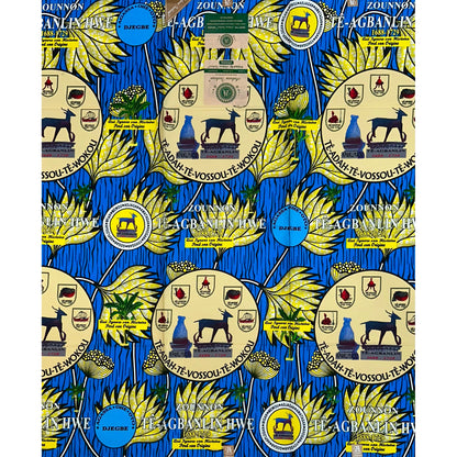 African Print Fabric/ Ankara - Green, Brown, Blue 'Agbanrin Heritage,’ YARD