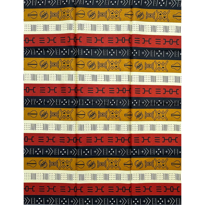 African Print Fabric/ Ankara - Cream, Rust Red, Brown, Black 'Heritage Council', YARD