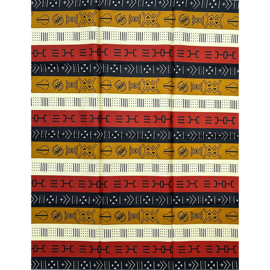 African Print Fabric/ Ankara - Cream, Rust Red, Brown, Black 'Heritage Council', YARD