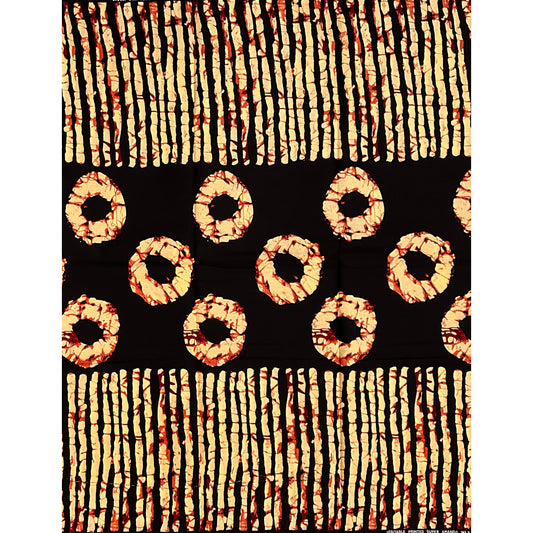 African Print Fabric/ Ankara - Brown, Black, Beige 'Circle of Ancestors' Design, YARD or WHOLESALE