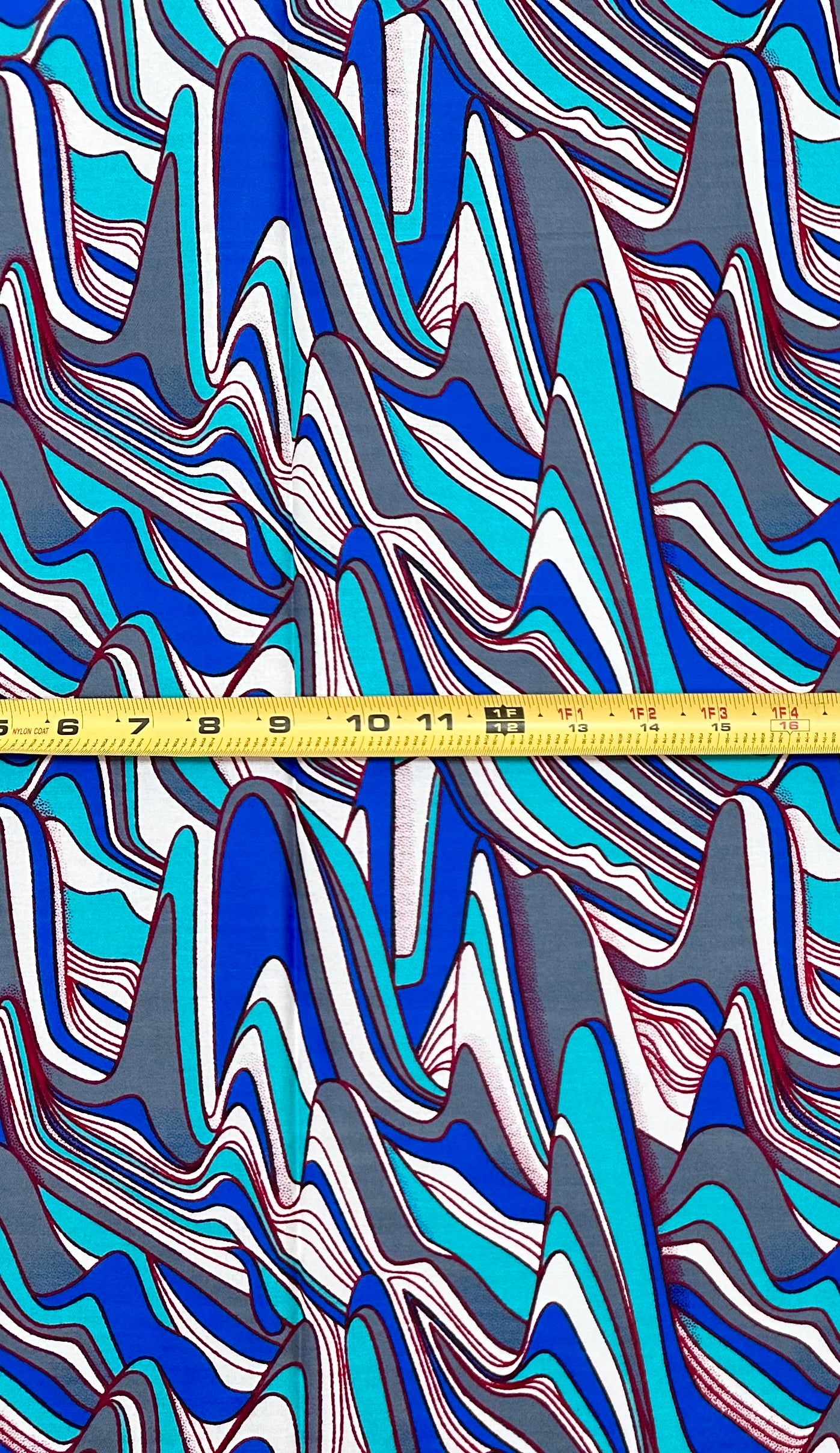 African Print Fabric/ Ankara - Blue, White, Gray 'Global Citizen', 1 Yard