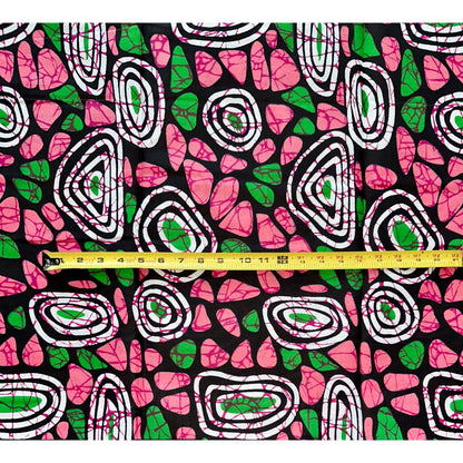 African Print Fabric/ Ankara - Pink, Green 'Pretty Girls Wear Pearls', YARD or WHOLESALE