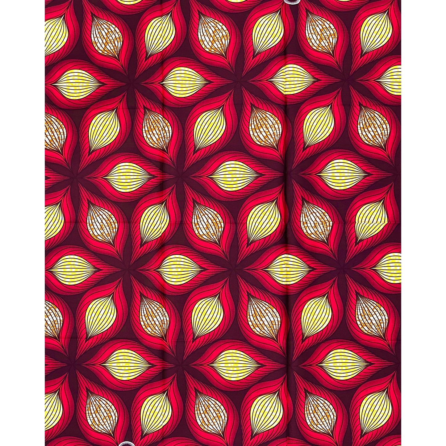 African Print Fabric/ Ankara - Red, Yellow, Brown ‘Parliament' Design, 1 YARD