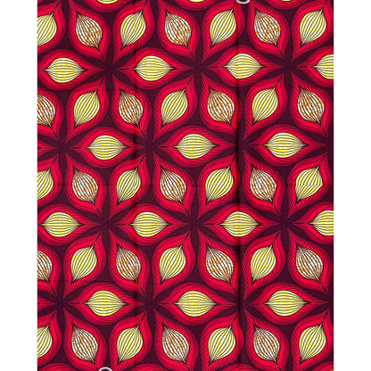 African Print Fabric/ Ankara - Red, Yellow, Brown ‘Parliament' Design, 1 YARD