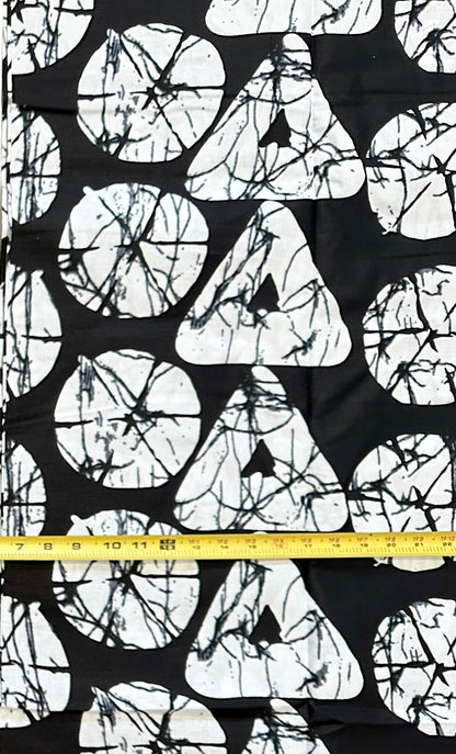 African Print Fabric/ Ankara - Black, White 'House of Sankofa' Design, YARD or WHOLESALE