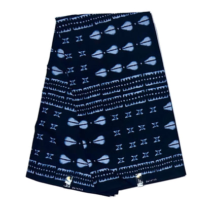 African Print Fabric/ Ankara - Black, Indigo “Dogon Before Wealth', Yard or Wholesale