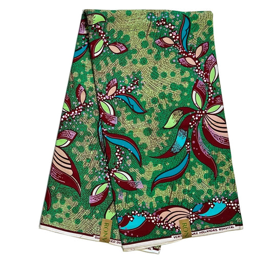 African Print Fabric/ Ankara - Green, Blue, Brown, Shimmering Purple 'Everyday Grace’, Yard or Wholesale