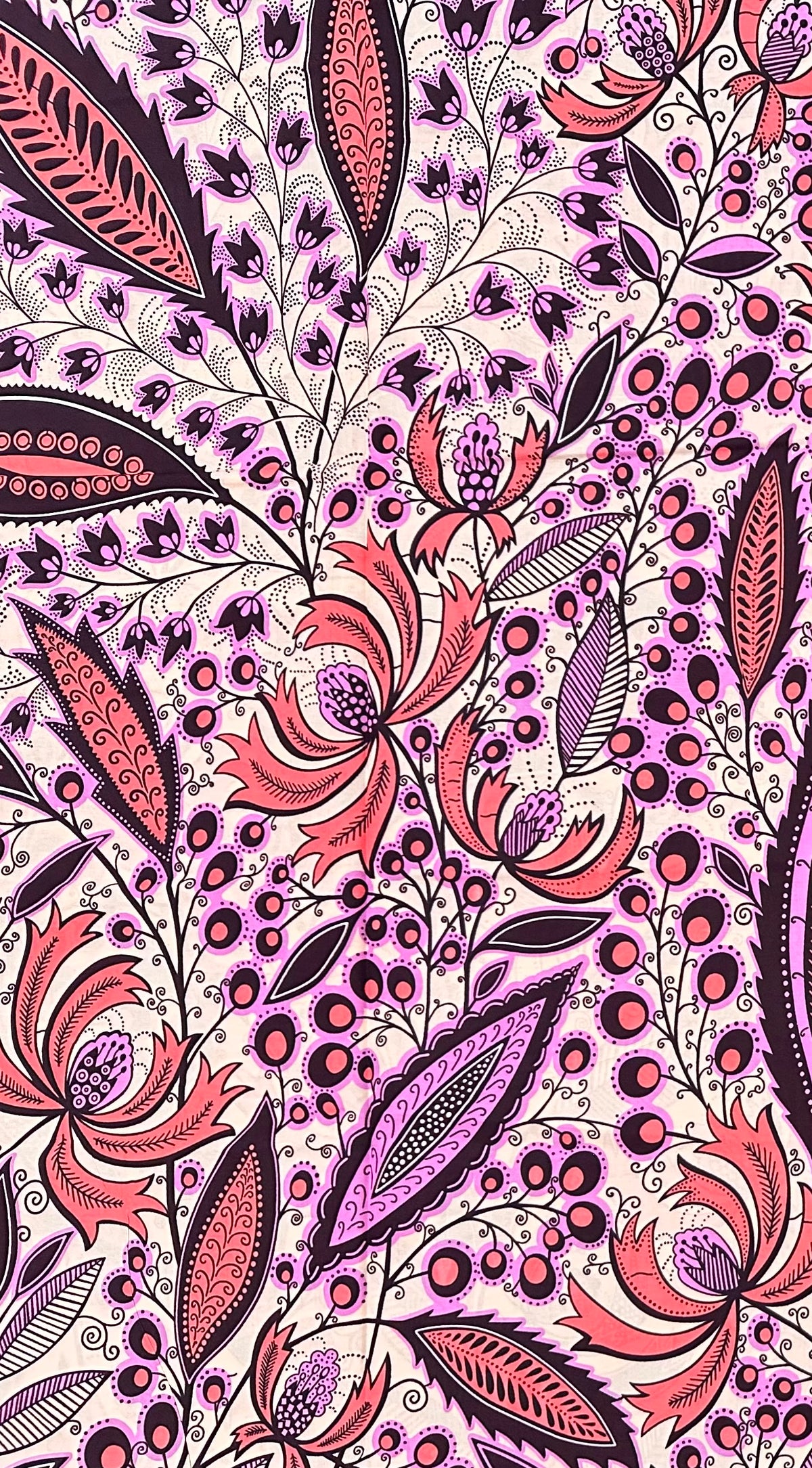 African Print Fabric/Ankara - Pink, Purple, Brown 'Petal Theory', YARD or WHOLESALE