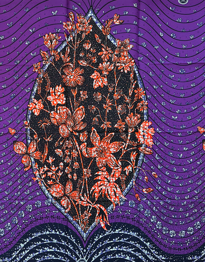African Print Fabric/ Ankara - Purple, Brown, Black "Alẹ́ Ọgba" Design, Yard