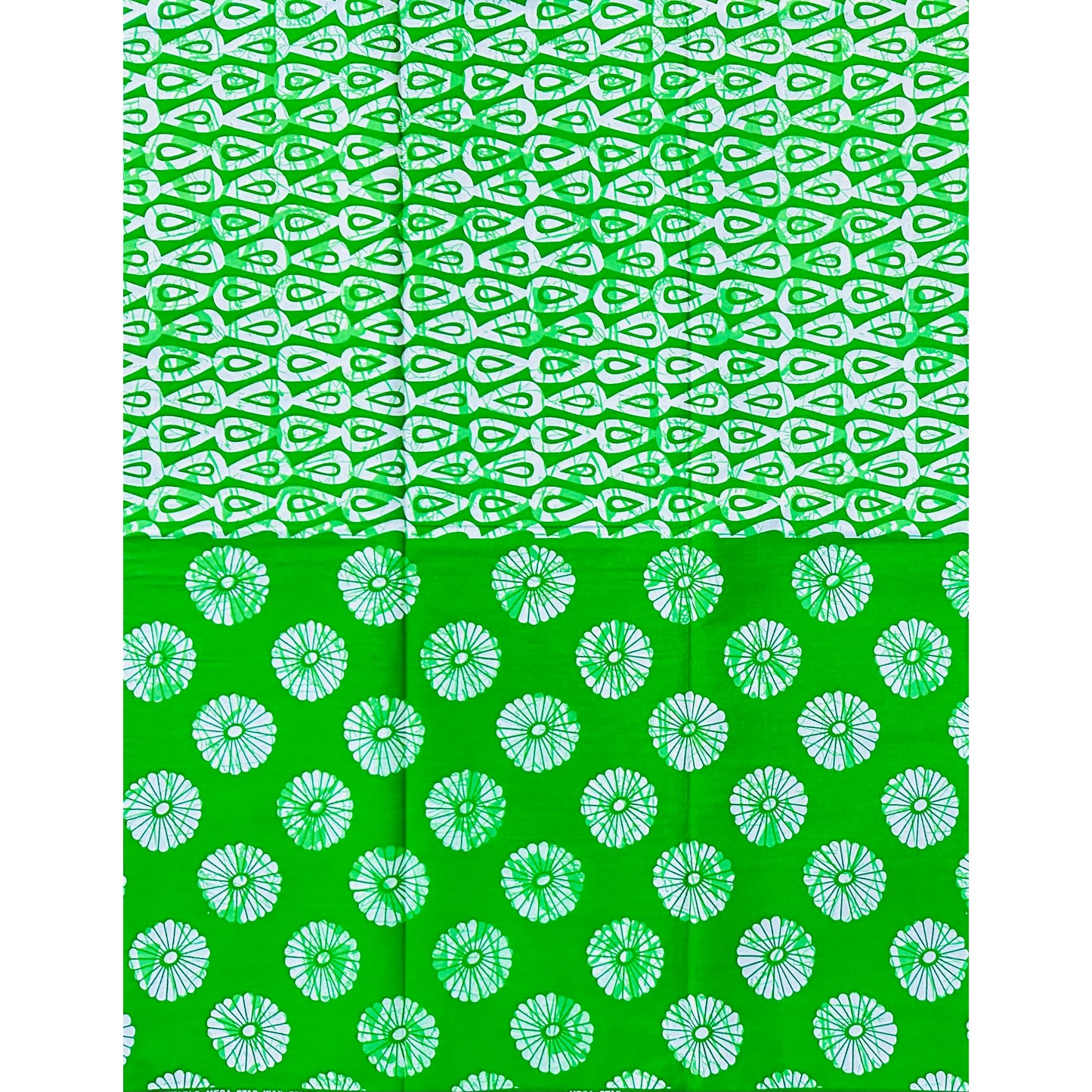 African Print Fabric/ Ankara - Green, White 'Eji’s Riddle' Design, YARD or WHOLESALE